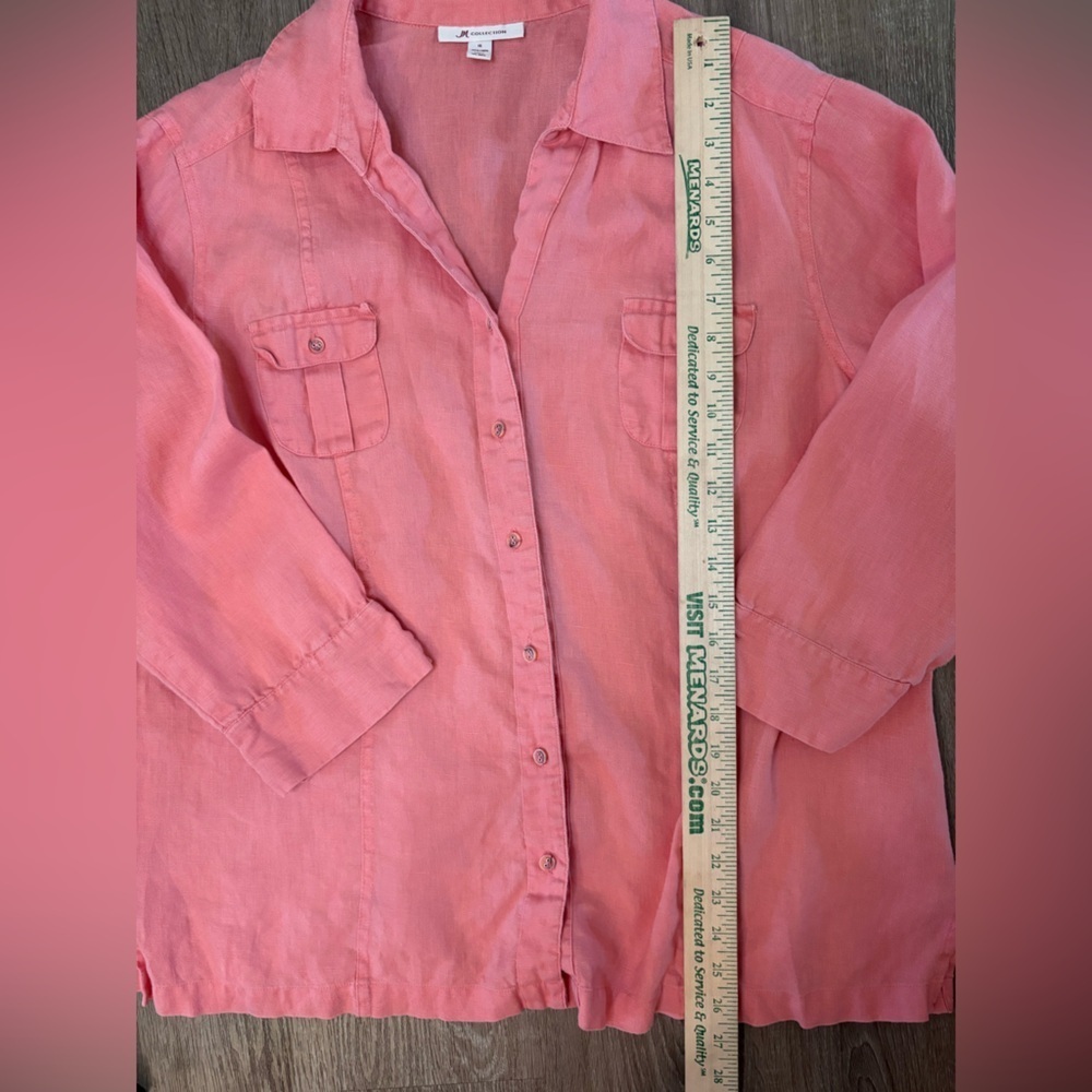 100% Linen Top Tunic Shirt JM Collective Sunset Pink Size 16​ - Picture 5 of 8